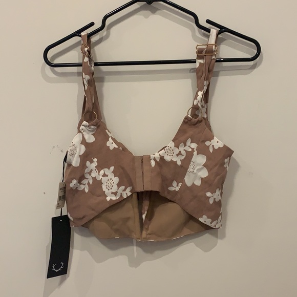 For Love & Lemons Floral Bustier Crop Top L - Picture 4 of 5